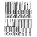 Saipor 20pcs Magnetic Hex Head Screwdriver Bit Set 1/4 Inch Hex Shank Inner Hexagon Head Screw Driver Drill Bits Allen Wrench Drill Bit Set 60mm Length (10pcs Metric & 10pcs SAE)