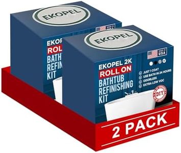 Tub Cast Roll On Bathtub Refinishing Kit by Ekopel – Primer + Top Coat Included – DIY Tub & Tile Reglazing Kit – Bright White Gloss Finish – Longest Lasting PRO/DIY Reglazing Bathtub Paint - Odorless Low VOC Tub Paint Kit – Made in USA (2 Pack Bathtub W/Surround)