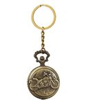 RainSound Metal Vintage Bike Pocket Watch Keychain Gold