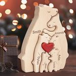 Personalized Wooden Bears Family Puzzle Gifts with 1-8 Name We are One,Jigsaw Oak Wooden Animal Sculpture Decorative for Home Decor Ideas for Birthday Christmas Anniversary Mother's Day Father's Day