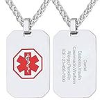 Supcare Custom Medical Alert ID Tag Necklace Jewelry Stainless Steel for Women/Men/Kids, Medical Emergency Identification Dog Tag Necklace Jewelry