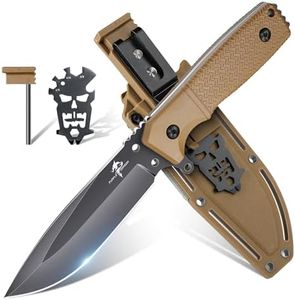 Purple Dragon caqui cuchillo de supervivencia con funda de Kydex, espiga completa al aire libre cuchillo de hoja fija de acero D2, bushcraft camping y la caza, regalos para hombres