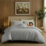 Epinch Duvet Cover Set 1200 TC 100% Egyptian Cotton Luxurious Soft Home & Hotel 3-Piece 1-Duvet Cover 2-Pillow Sham Cover Zipper & Tie Closure (Light Gray, Queen_90 X 90 Inch)