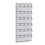 24 Over Door Shoe Storage - Large Hanging Shoe Storage Organiser, 24 Mesh Pockets Shoes Rack Holder, Over the Door Shoes Storage Organiser for Wardrobe Door Tidy with Hanger, for Home Office, White