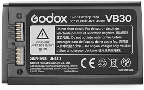 GODOX VB30 Battery V1Pro Battery 7.2V/2980mAh Li-ion Battery, 𝐓𝐲𝐩𝐞-𝐂 𝐂𝐡𝐚𝐫𝐠𝐞 V1PRO-S V1PRO-N V1PRO-C V1PRO-F Flash and V1 V860III V860III-S V860III-N V860III-C V860III-F V850III