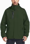 Kugnala Men's Rain Jacket Waterproof Raincoat Hood Lightweight Windproof Windbreaker Jackets for Men Outdoor Hiking Cycling Travel Army green L