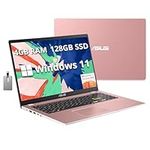 ASUS Vivobook Go 15.6" FHD Laptop, Intel Pentium Silver N6000, 4GB RAM, 128GB SSD, Intel HD Graphics, Webcam, HDMI, 1 Year Office 365, Win 11, Pink, 32GB Hotface USB Card