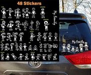 TOTOMO 48 Stick Figure My Family Car Stickers with Pet Dog Cat Fish Rabbit Bird Family Car Decal Sticker for Windows Bumper