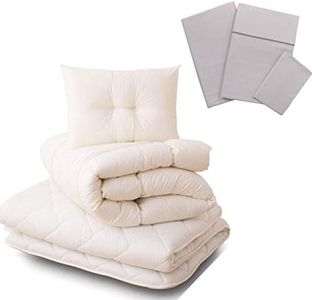 EMOOR Japanese Futon Mattress Set CLASSE (Mattress, Comforter & Pillow) with Covers (Gray) Full Made in Japan, Cotton Foldable Floor Sleeping Bed Tatami Mat