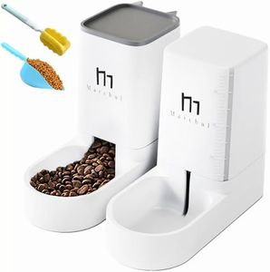 Marchul Cat Feeder and Water Dispenser Set, Automatic Cat Food Dispenser and Gravity Dog Water Bowl Dispenser with Pet Food Scoop Sponge Bottle Brush, Big Capacity 3.8 L