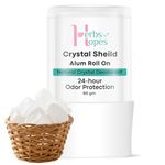 Herbs 'n' Hopes Alum underarm Roll on - Crystal Shield Roll-On Deodorant – 80g | Natural Alum Stick for Men & Women | Fragrance-Free, Non-Sticky, Eco-Friendly, Gentle on Skin