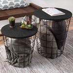 Lavish Home 80-ENDTBL-21 Nesting End Tables with Storage (Black)