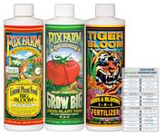 FoxFarm Liquid Nutrient Trio Soil Formula: Big Bloom, Grow Big, Tiger Bloom (Pack of 3-16 oz Bottles) 1 Pint Each + Twin Canaries Chart