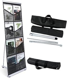 Outus Mesh Literature Brochure Holder with 8 Pocket Portable Magazine Display Roll Up Magazine Rack Lightweight Floor Standing Catalog Office Brochure Display Stand for Business Trade Shows (Black)