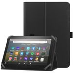 HoYiXi Universal Case for 7-8 inch Tablet Fire HD 8 2020/2022 & Fire HD 8 Plus 2020/2022 with Stand Folio and Hand Strap Protective Cover for 7"-8" Samsung Lenovo Android Tablet - Black