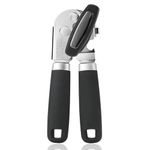 Tin Can Opener Manual, UHIYEE Upgrade Stainless Steel Can Openers That Work with Soft Grips Sharp Cutting Blades, Heavy Duty Tin Openers for Arthritis Hands with Magnetic Lid Lifter, Black