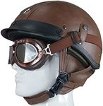 Retro Leather Motorcycle Half Helme