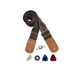 Farcaya Ukulele Strap Cotton Linen Adjustable Uke Shoulder Strap with Picks Lock Button End Pin for Soprano Concert Tenor Baritone (Coffee)