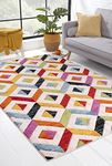 Lord of Rugs Quality Handcarved Geometric Design Rainbow Bedroom Living Room Multi Coloured Rug Sarasota Multi Large 160x230 cm (5'3"x7'7")