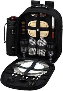 Picnic at Ascot Original Equipped 2 Person Picnic Backpack with Cooler & Insulated Wine Holder- Designed & Assembled in the USA