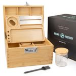 Viking Factory Large Bamboo Box with Combination Lock, Home Decorative Box Locking, Upgraded Tray | Glass Jars | Accessory Tool. (Bamboo)