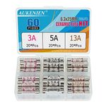 AUKENIEN 3 Values 60pcs BS1362 Fuse 3A 5A 13A 240V 3 5 13 Amp 240 Volt Fuses Assorted Household UK 6.3x25 mm 0.248x0.984 Inch Ceramic Tube Fuses Assortment Kit for Mains Plug