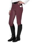 FitsT4 Sports Women's Full Seat Riding Tights Active Silicon Grip Horse Riding Tights Equestrian Breeches Burgundy Size L