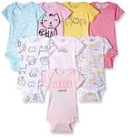 Onesies Brand Baby-Girls 8-Pack Short Sleeve Mix & Match Bodysuits, Cuddly Cats & Flowers, 0-3 Months