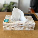 Mother of Pearl Tissue Box Holder for Dining Table Napkin Holder Tissue Paper Case Dispenser Facial Tissue Holder for Home Office