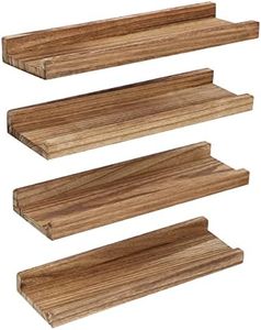 Picture Shelf with Ledge,Photo Ledge Shelves Set of 4,Rustic Wood Storage Display Shelves Wall Mounted for Living Room Bedroom Kitchen Kids Nursery Photo Frames Book,Home Office Decor 43cm