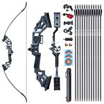 Tongtu Archery 51" Takedown Recurve Bow and Arrows Set for Adults Hunting Longbow Kit Right Hand Bow for Beginner Outdoor Shooting Practice 30lb