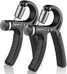 Grip Strength Trainer 2 Pack, Hand Grip Exerciser Strengthener with Adjustable Resistance 11-132 Lbs (5-60kg), Forearm Strengthener, Hand Exerciser for Muscle Building and Injury Recover (Black)