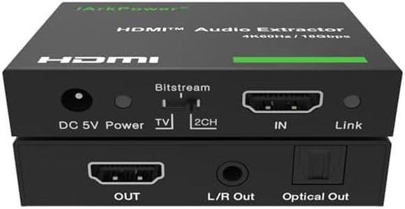 iArkPower HDMI 2.0 Audio Extractor 4K60Hz HDMI to Optical + 3.5mm Audio Splitter Support Dolby Vision, Dolby Atmos, HDR10, HDCP 2.2, CEC, 5.1CH DD/DTS, 2CH PCM