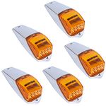 5PCS 31LED Amber Cab Marker Lights for Trucks, Waterproof Top Roof Running Lights w/Chrome Base Compatible with Peterbilt Kenworth Freightliner Western Star Mack Paccar Autocar Hayes