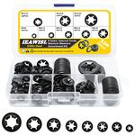 Internal Tooth Starlock Washers, 330PCS 8 Size Quick Speed Locking Washers, Push Nuts, 65Mn Steel Flanged M7 and Regular M3/M4/M5/M6/M8/M10/M12 Retainning Clips Fasteners Assortment Kit