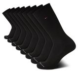 Tommy Hilfiger Men's Dress Socks - Lightweight Comfort Crew Sock (8 Pack), Solid Black, 7-12