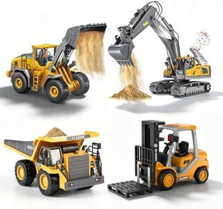 Akeleo 1:20 Remote Control Excavator Set, Excavator Dump Truck Forklift and Loader,2.4GHz Remote Control Construction Vehicles, Metal Construction, with Cool Lights and Sound Effect,4-Pcs