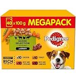 Pedigree Mixed Selection in Gravy 40 Pouches, Adult Wet Dog Food, Megapack (40 x 100 g)