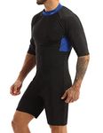 Jugaoge Men's Wetsuit Shorty One Piece Swimsuits Leotard for Swimming Diving Snorkeling Surfing Navy Blue XXL