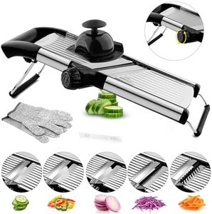 VEKAYA Mandoline Slicer,Mandoline Food Slicer for Kitchen,Mandolin,Potato Slicer,Vegetable Chopper,Adjustable Stainless Steel Veggie Onion Tomato Julienne Cutter with Cut-Resistant Gloves