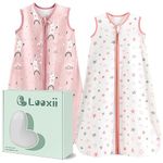 Looxii Baby Sleeping Bag 0.5 TOG 100% Cotton 2 Pack Soft Newborn Sleepsack Unisex Baby Wearable Blanket for Boys and Girls 6-12 Months - Pink