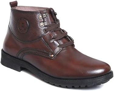 Zoom Boot Shoes for men Leather High Ankle Formal Casual Boot With Laces for Adults Super comfortable with Lightweight and Slip Resistant Sole A-4701 (Brown)