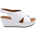 CIARA LONDON Ladies White Open Toe Slip On Mid Heel Wedge Hook And Loop Casual Summer Sandals UK 6