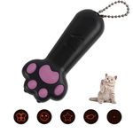 KETIEE Cat Toys LED Pointer, 7 in 1 Multifunction Cat Chaser Toys Mini Flashlight Paw Shape Battery Operated Cats Tracker LED Lighting Toy Interactive Pet Cat Training Exercise Tool,Black