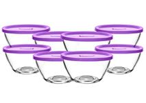 Brezzycloud Salad Glass Bowl Set of 8 Mixing and Serving Glass Bowl with Lid B16FL - 435ml - Transparent Glass Also Known as Fruit Bowl, Breakfast Bowl, Salad Mixing Bowl (Set of 8, Lid Color Random)