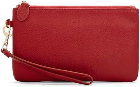 befen Genuine Leather Wristlet Clutch RFID Blocking Bag Cell Phone Wallet Purse Smartphone Wristlet Wallet Purses and Handbags for Women, Fire-engine red