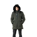 WEEN CHARM Men's Warm Parka Jacket Anorak Jacket Winter Coat with Detachable Hood Faux-Fur Trim (Army Green, L)