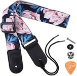 Dulphee Ukulele Strap, Floral Style Adjustable Uke Straps for Soprano Concert Tenor Baritone Ukuleles, Mandolin and Banjo