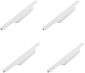 MOROBOR 300mm Aluminum Alloy White Cabinet Handles, 4pcs Finger Edge Pull Concealed Cupboard Handle Invisible Furniture Strip Pull with Screws for Home