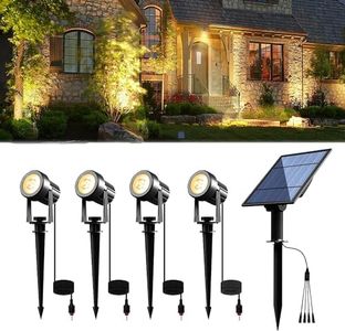 Solar Spot Lights Outdoor 4-in-1 Solar Landscape Lighting Dusk to Dawn Solar Uplights IP65 Waterproof 9.8ft Cable Outdoor Spot Lights for Yard Pathway Garden Tree Decoration (Warm White)